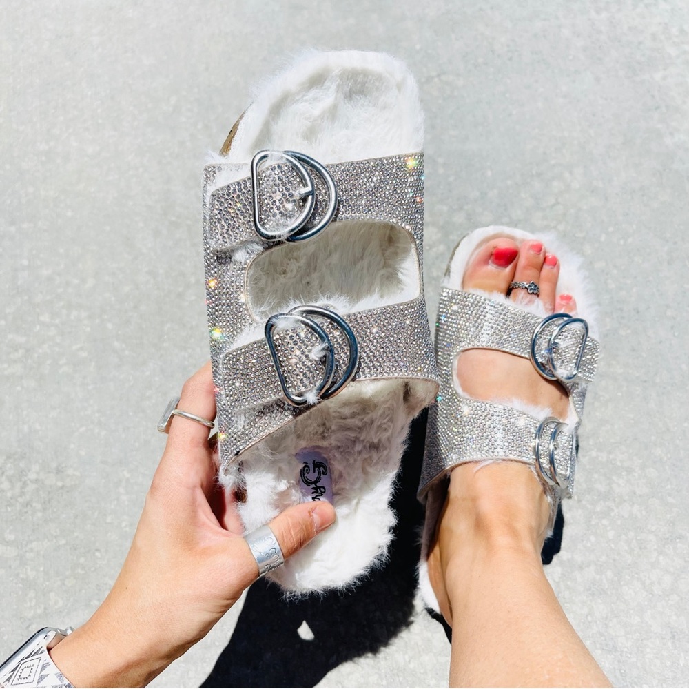 Rhinestone Furry Sandals by Very G